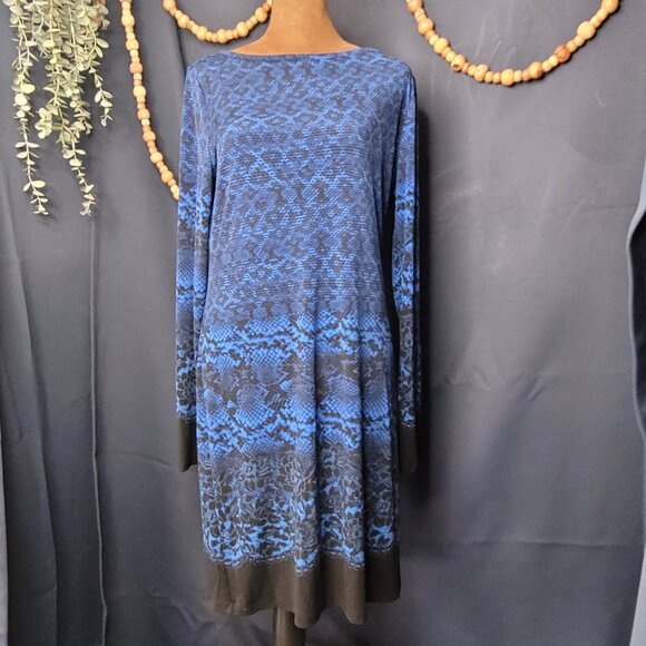Michael Kors Dresses & Skirts - Michael Kors Blue Snakeskin Print Stretch Dress Size Medium